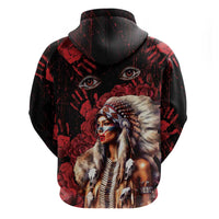 Native American MMIW Hoodie Red Indian Women With Red Handprint