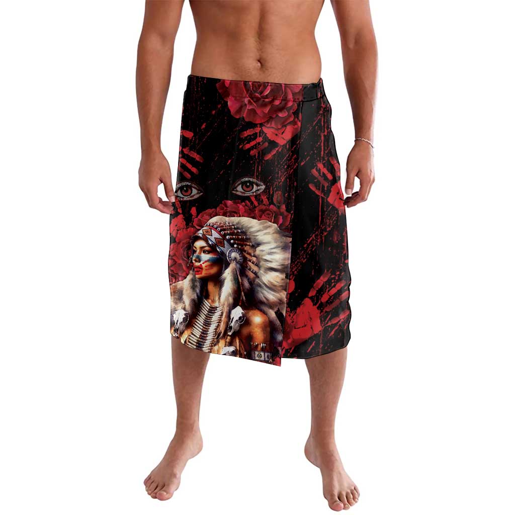 Native American MMIW Lavalava Red Indian Women With Red Handprint