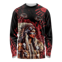Native American MMIW Long Sleeve Shirt Red Indian Women With Red Handprint