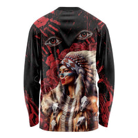 Native American MMIW Long Sleeve Shirt Red Indian Women With Red Handprint