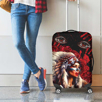 Native American MMIW Luggage Cover Red Indian Women With Red Handprint