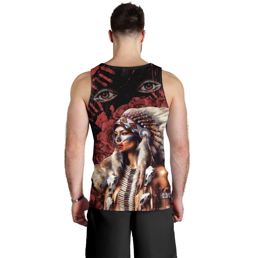 Native American MMIW Men Tank Top Red Indian Women With Red Handprint