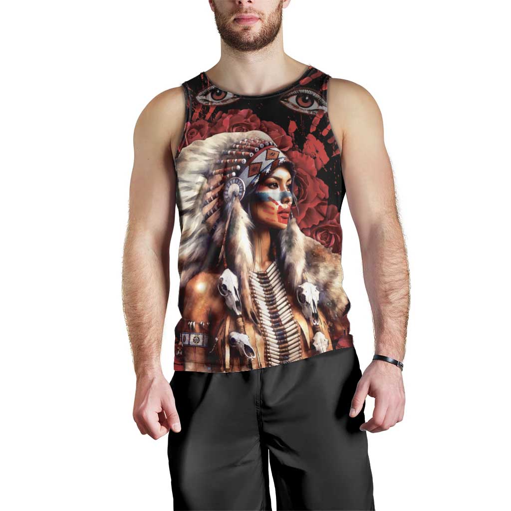 Native American MMIW Men Tank Top Red Indian Women With Red Handprint