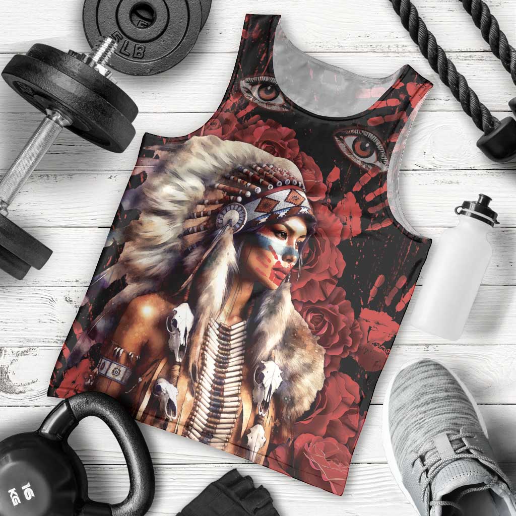 Native American MMIW Men Tank Top Red Indian Women With Red Handprint