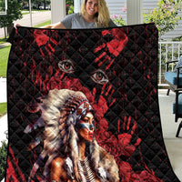 Native American MMIW Quilt Red Indian Women With Red Handprint