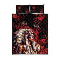 Native American MMIW Quilt Bed Set Red Indian Women With Red Handprint