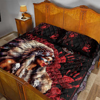 Native American MMIW Quilt Bed Set Red Indian Women With Red Handprint