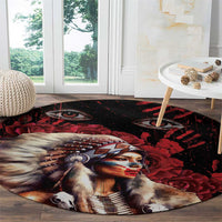 Native American MMIW Round Carpet Red Indian Women With Red Handprint