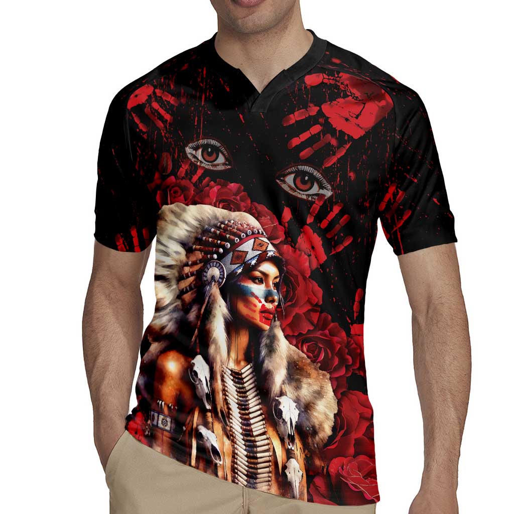 Native American MMIW Rugby Jersey Red Indian Women With Red Handprint