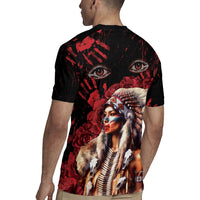 Native American MMIW Rugby Jersey Red Indian Women With Red Handprint