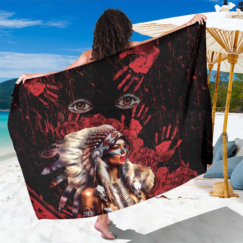 Native American MMIW Sarong Red Indian Women With Red Handprint
