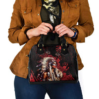 Native American MMIW Shoulder Handbag Red Indian Women With Red Handprint
