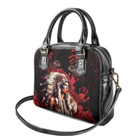 Native American MMIW Shoulder Handbag Red Indian Women With Red Handprint
