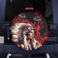 Native American MMIW Spare Tire Cover Red Indian Women With Red Handprint
