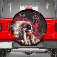 Native American MMIW Spare Tire Cover Red Indian Women With Red Handprint