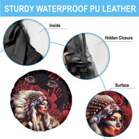 Native American MMIW Spare Tire Cover Red Indian Women With Red Handprint