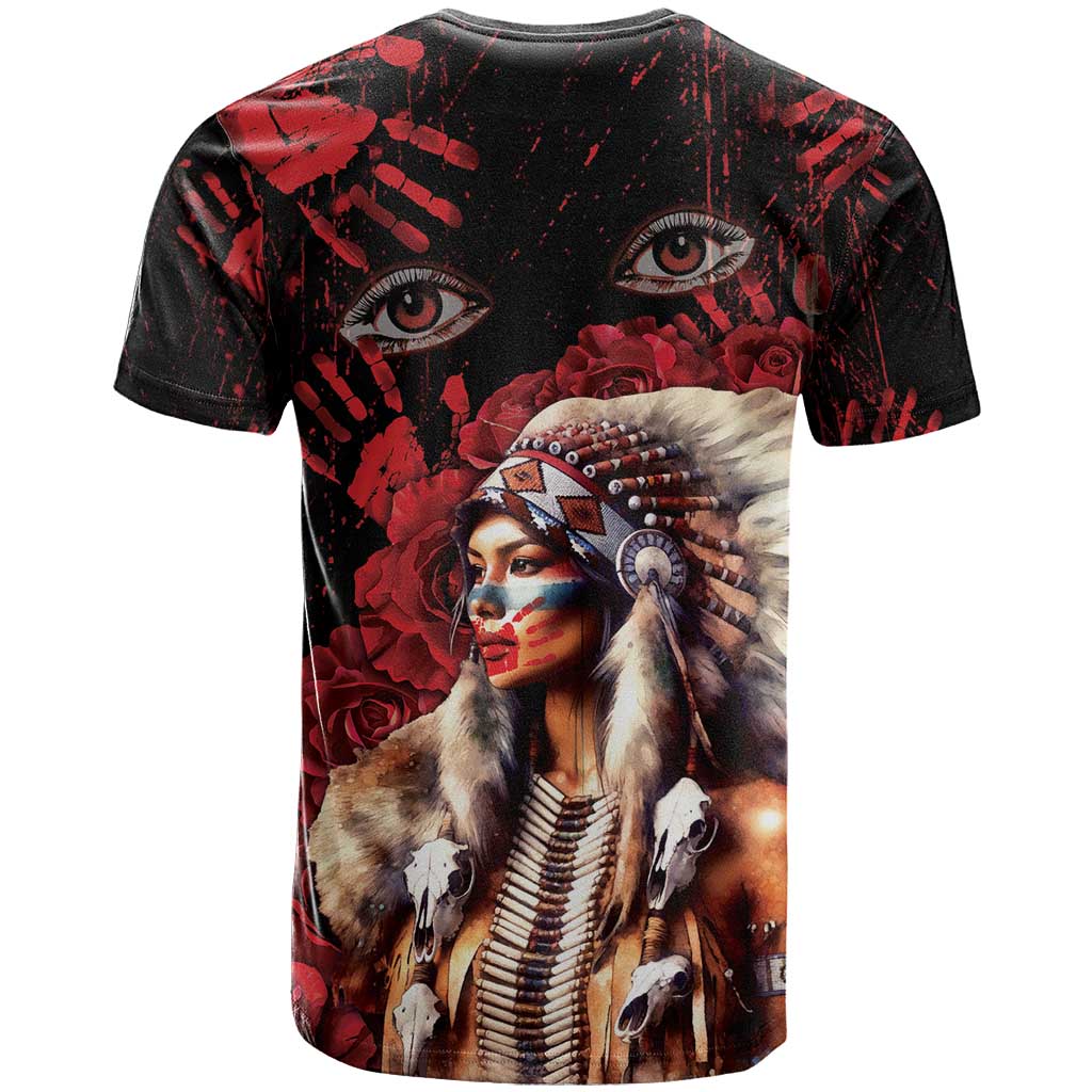 Native American MMIW T Shirt Red Indian Women With Red Handprint