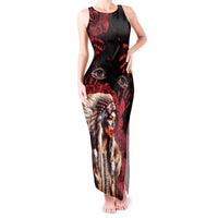 Native American MMIW Tank Maxi Dress Red Indian Women With Red Handprint