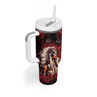 Native American MMIW Tumbler With Handle Red Indian Women With Red Handprint