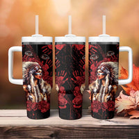Native American MMIW Tumbler With Handle Red Indian Women With Red Handprint