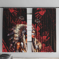 Native American MMIW Window Curtain Red Indian Women With Red Handprint