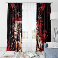 Native American MMIW Window Curtain Red Indian Women With Red Handprint