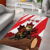 Canada Beaver Adventurer Area Rug With Maple Leaf