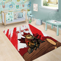 Canada Beaver Adventurer Area Rug With Maple Leaf