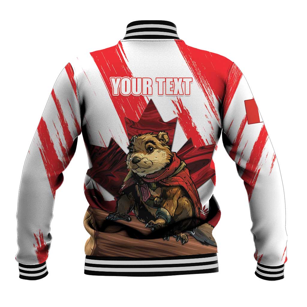 Personalised Canada Beaver Adventurer Baseball Jacket With Maple Leaf
