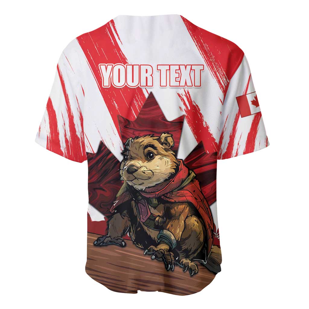 Personalised Canada Beaver Adventurer Baseball Jersey With Maple Leaf