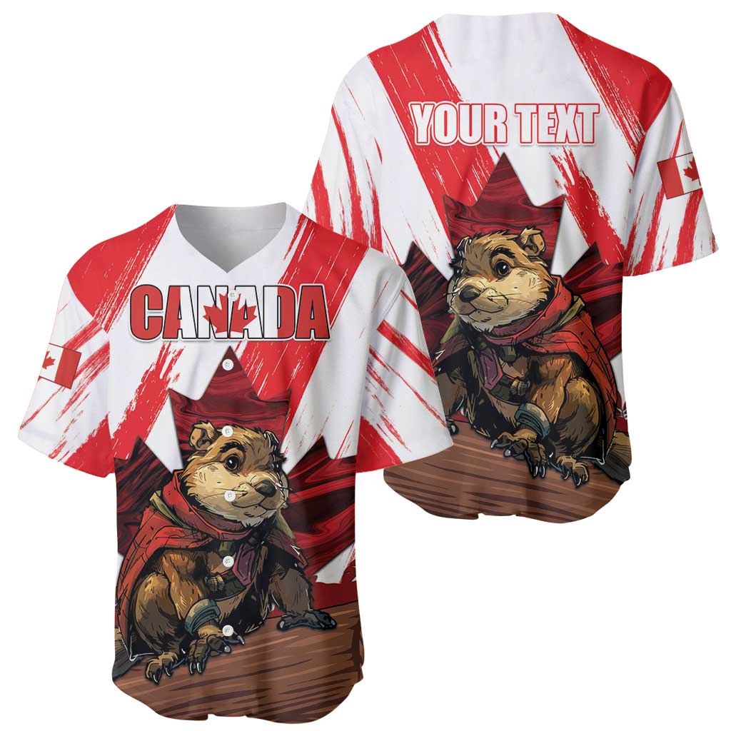 Personalised Canada Beaver Adventurer Baseball Jersey With Maple Leaf