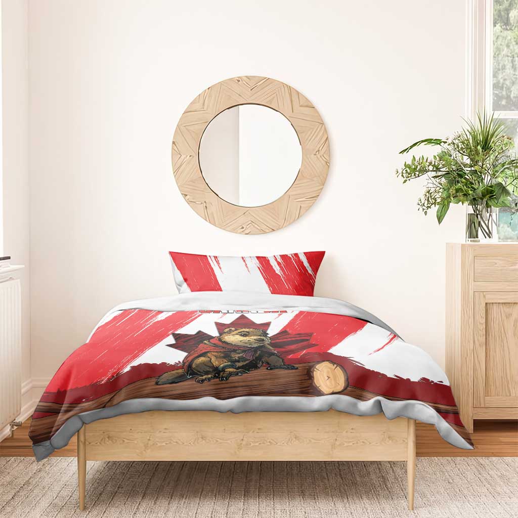 Canada Beaver Adventurer Bedding Set With Maple Leaf