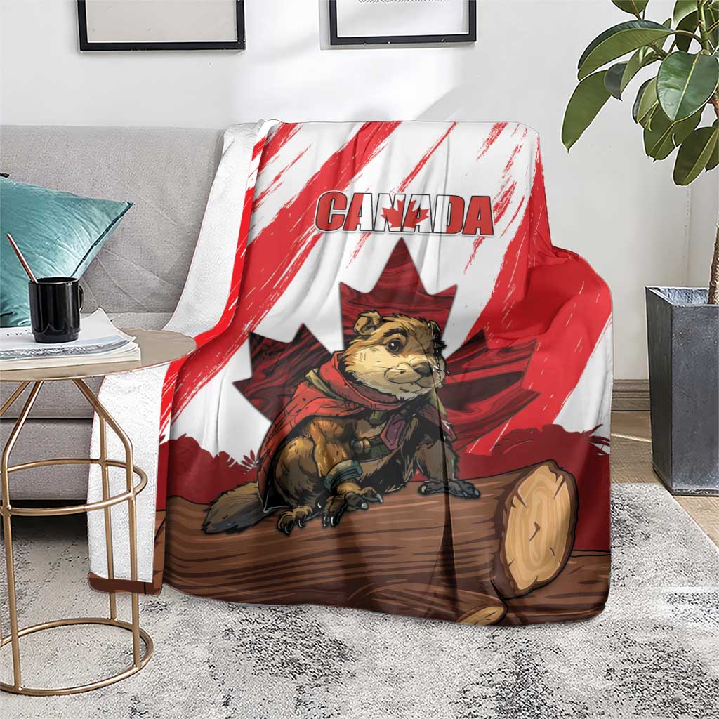 Canada Beaver Adventurer Blanket With Maple Leaf