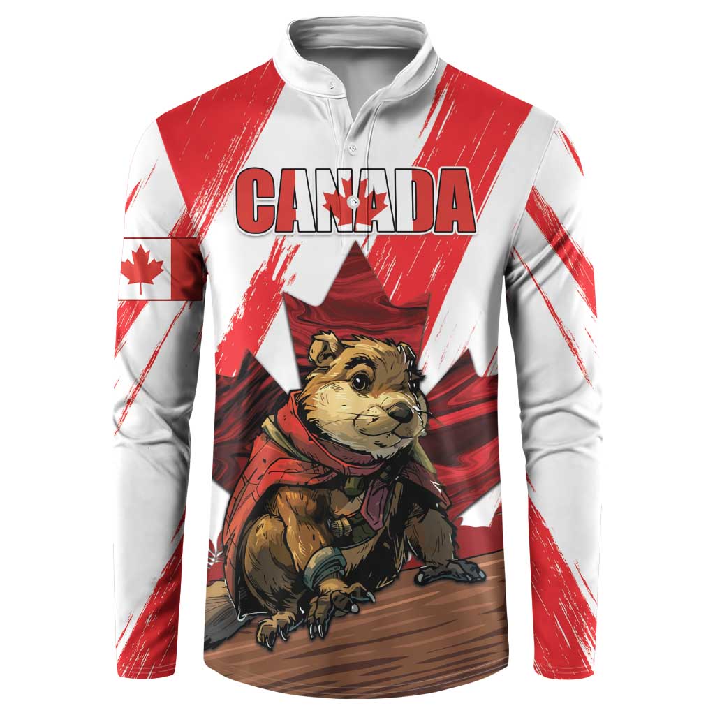 Personalised Canada Beaver Adventurer Button Sweatshirt With Maple Leaf