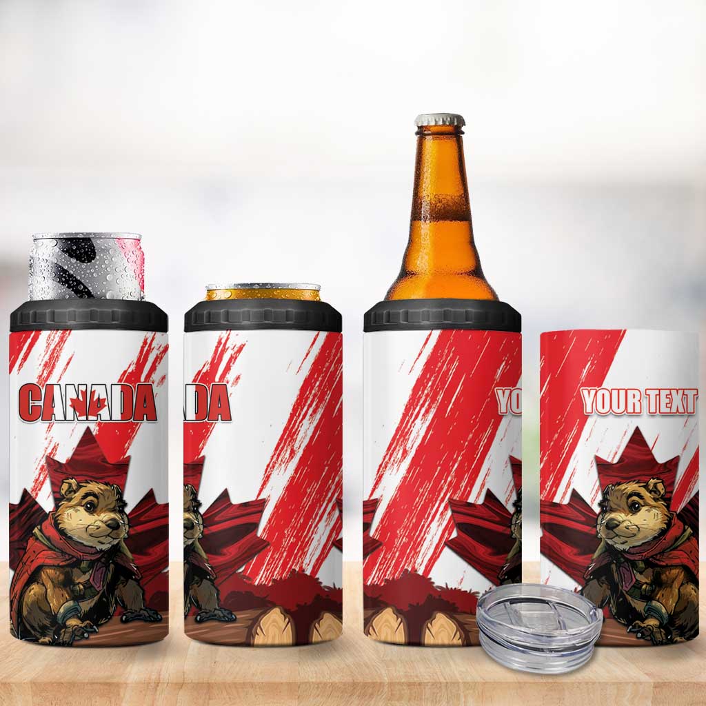 Personalised Canada Beaver Adventurer 4 in 1 Can Cooler Tumbler With Maple Leaf