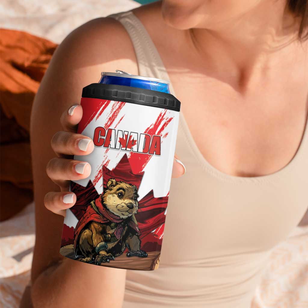 Personalised Canada Beaver Adventurer 4 in 1 Can Cooler Tumbler With Maple Leaf
