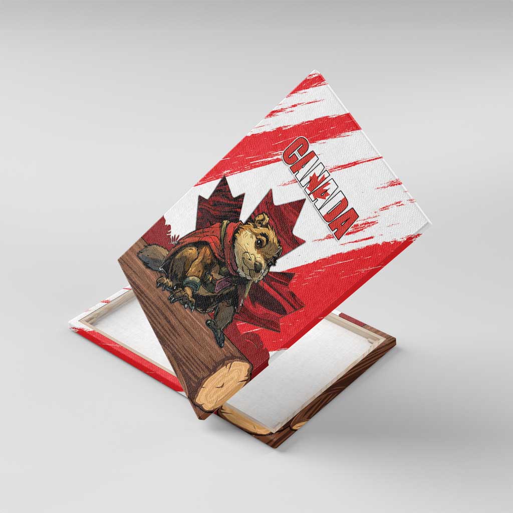 Canada Beaver Adventurer Canvas Wall Art With Maple Leaf
