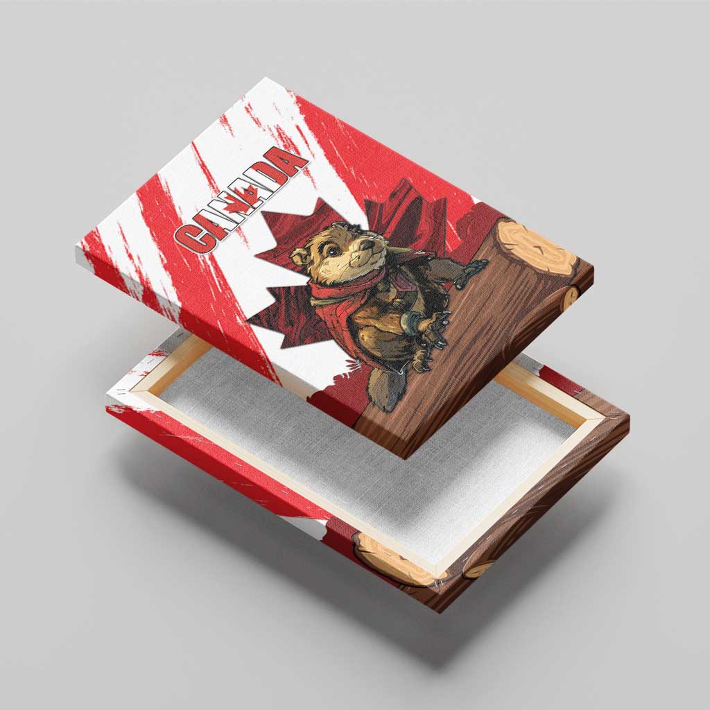 Canada Beaver Adventurer Canvas Wall Art With Maple Leaf
