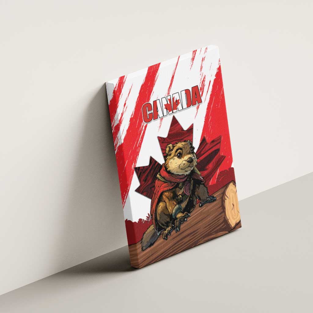 Canada Beaver Adventurer Canvas Wall Art With Maple Leaf