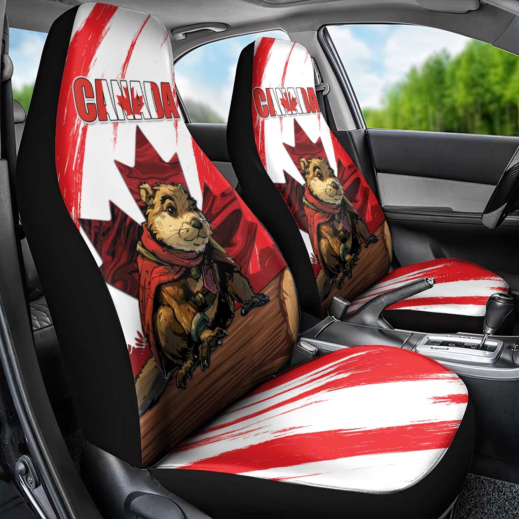 Canada Beaver Adventurer Car Seat Cover With Maple Leaf