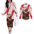 Personalised Canada Beaver Adventurer Couples Matching Off The Shoulder Long Sleeve Dress and Long Sleeve Button Shirt With Maple Leaf