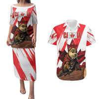 Personalised Canada Beaver Adventurer Couples Matching Puletasi and Hawaiian Shirt With Maple Leaf