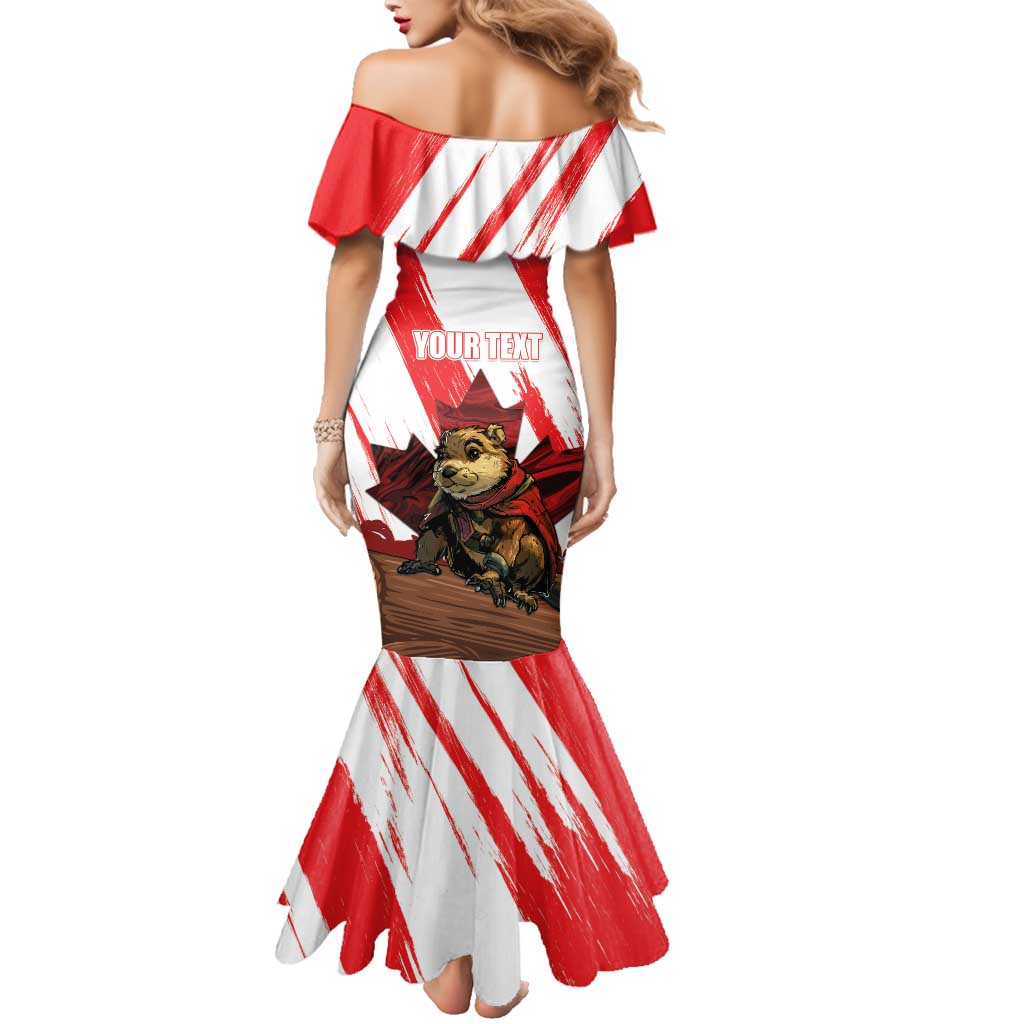 Personalised Canada Beaver Adventurer Family Matching Mermaid Dress and Hawaiian Shirt With Maple Leaf