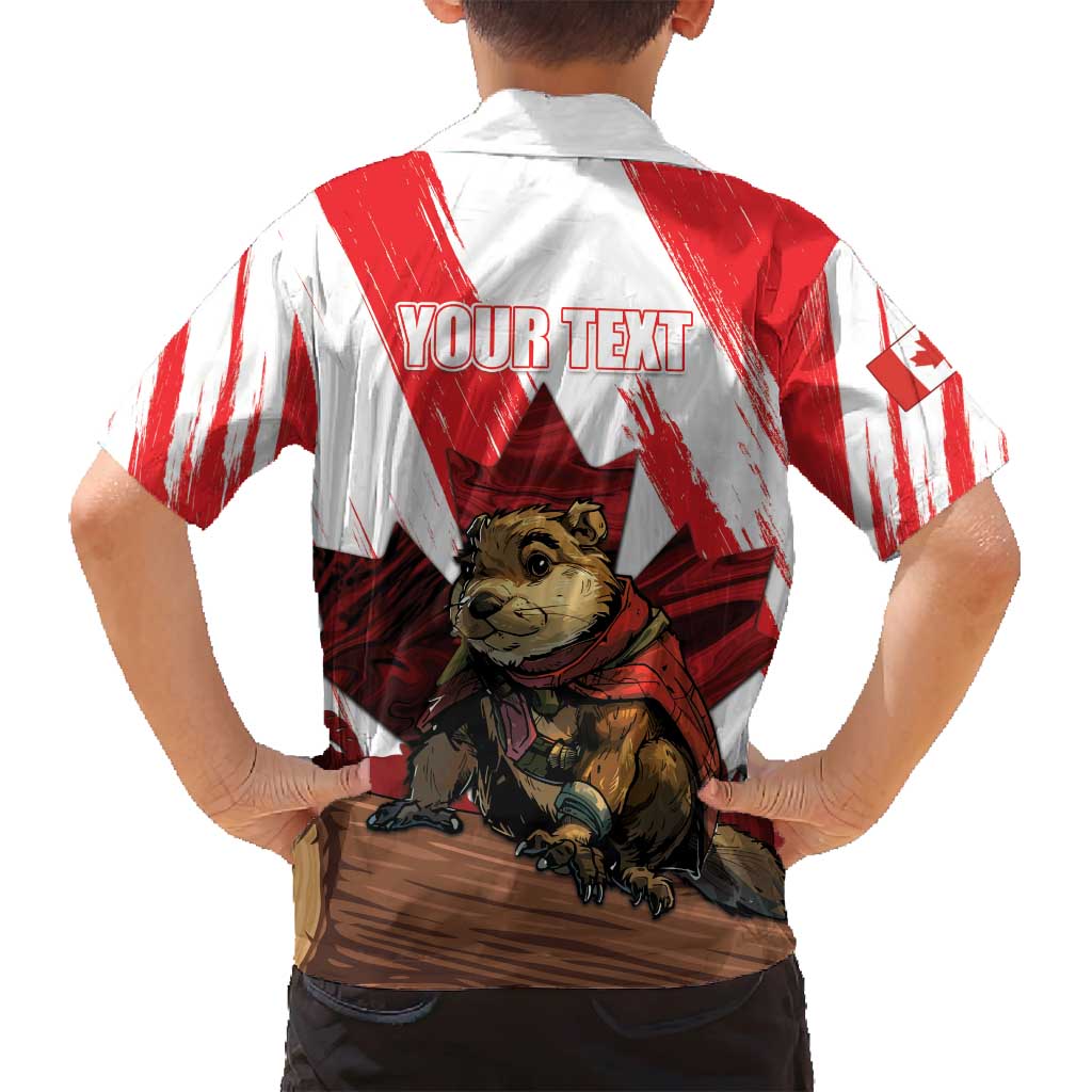 Personalised Canada Beaver Adventurer Family Matching Off Shoulder Maxi Dress and Hawaiian Shirt With Maple Leaf