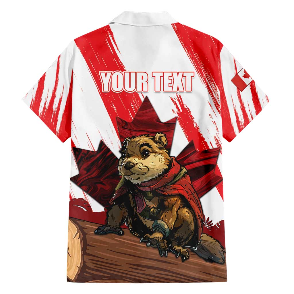 Personalised Canada Beaver Adventurer Family Matching Short Sleeve Bodycon Dress and Hawaiian Shirt With Maple Leaf