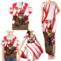 Personalised Canada Beaver Adventurer Family Matching Tank Maxi Dress and Hawaiian Shirt With Maple Leaf