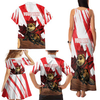 Personalised Canada Beaver Adventurer Family Matching Tank Maxi Dress and Hawaiian Shirt With Maple Leaf