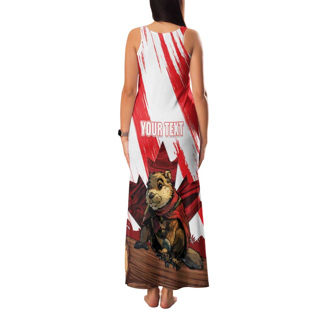 Personalised Canada Beaver Adventurer Family Matching Tank Maxi Dress and Hawaiian Shirt With Maple Leaf