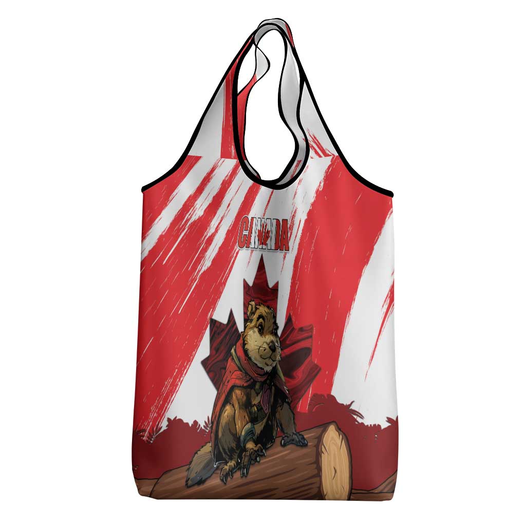 Canada Beaver Adventurer Grocery Bag With Maple Leaf