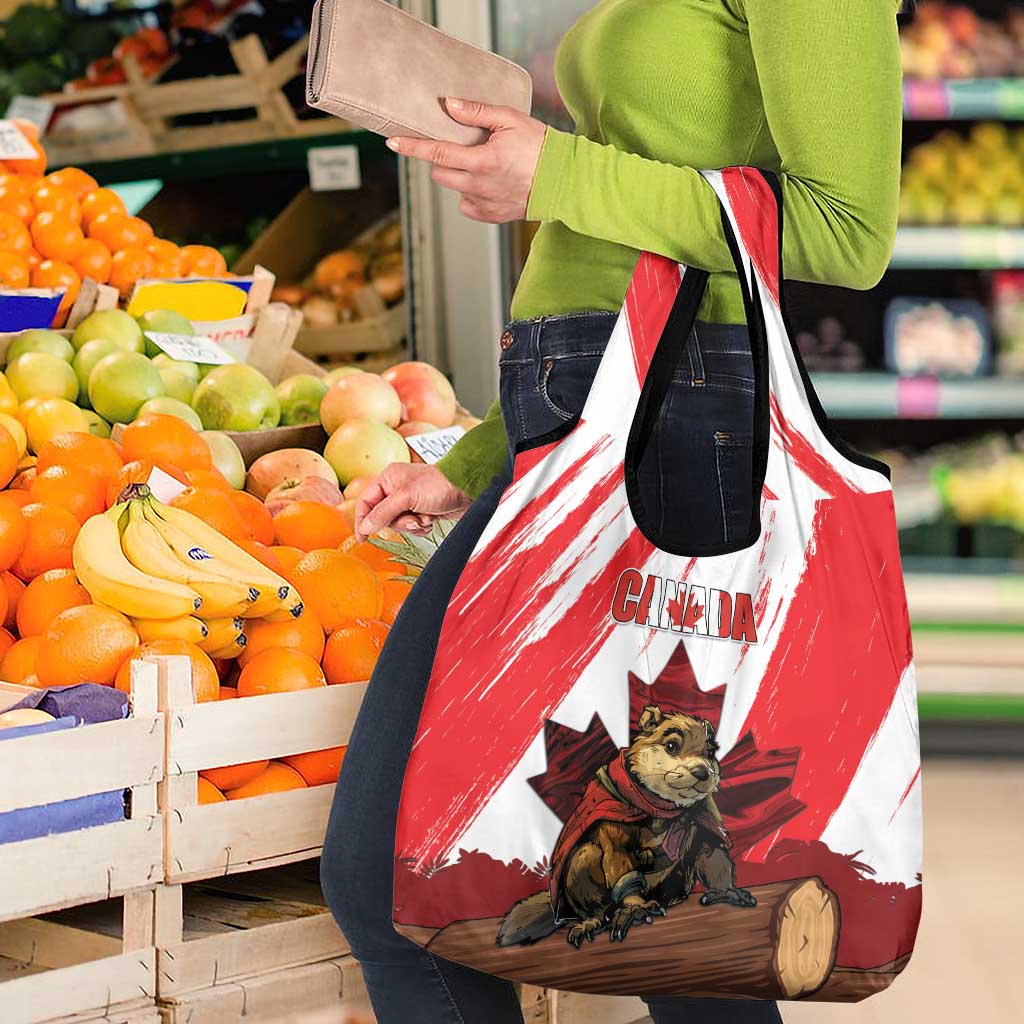 Canada Beaver Adventurer Grocery Bag With Maple Leaf